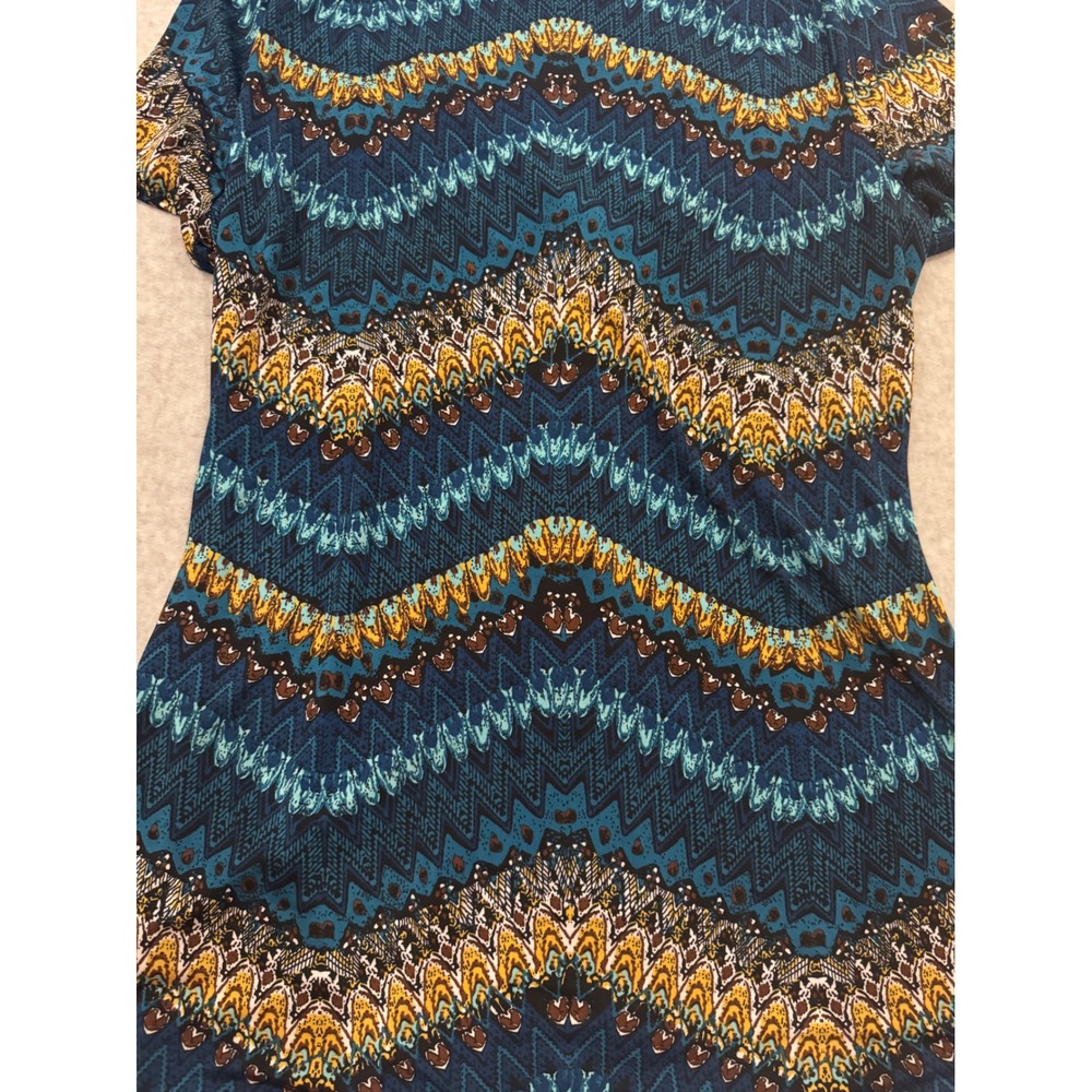 Made By Johnny Womens XXXL Teal Chevron Tribal Twist Front Tunic Top Y2K USA - Picture 9 of 9